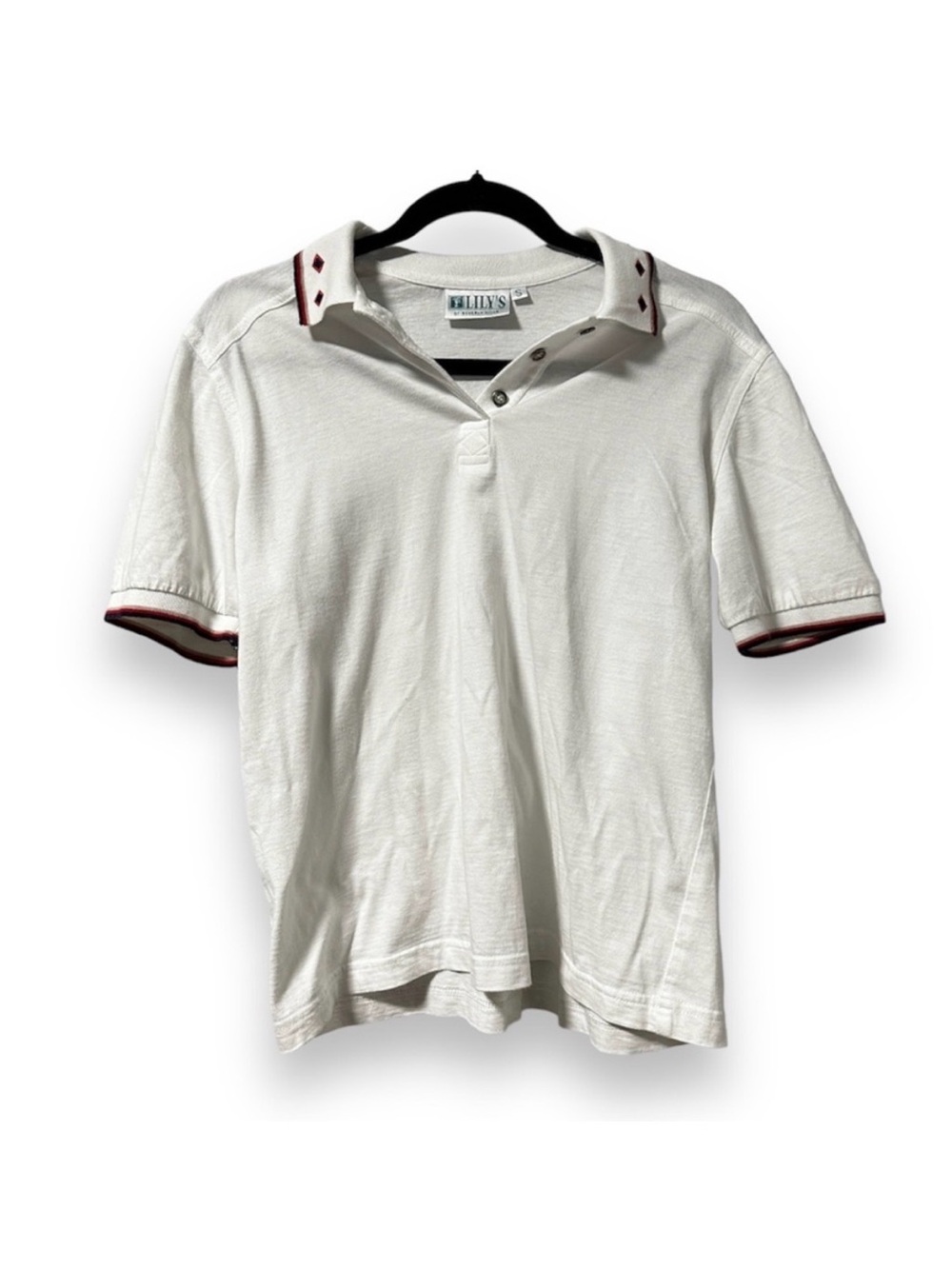 Vintage Lily's of Beverly Hills Tennis Shirt White Polo Womens Sz Small Preppy
